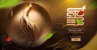 复古中国风果蔬生鲜人参促销banner