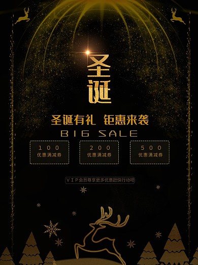 圣诞海报圣诞节黑金元素高端海报