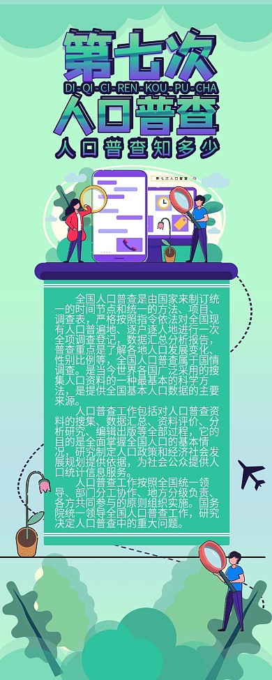 简约风第七次人口普查政策解析信息长图