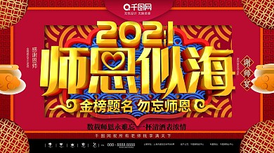 大气C4D师恩似海高考金榜题名谢师宴展板