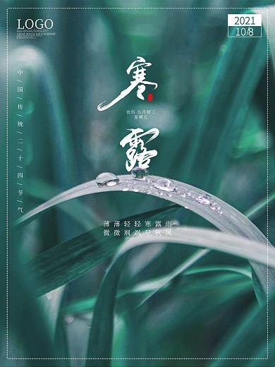 寒露二十四节气简约海报自然背景