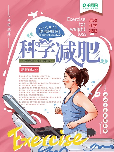 原创手绘世界防治肥胖日海报