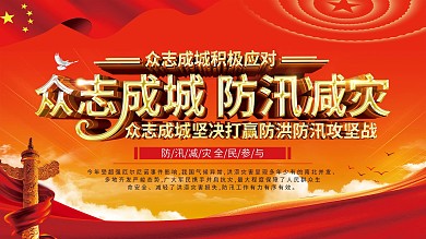 原创C4D主题防洪防汛口号宣传展板