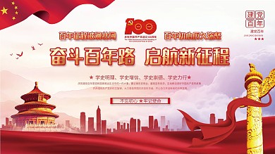 党建风建党100周年会议活动背景展板