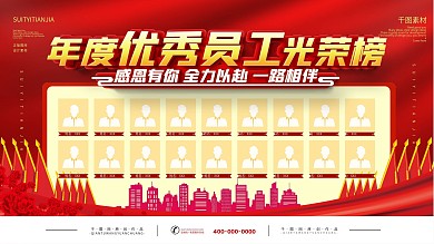 年度优秀员工荣誉宣传展板