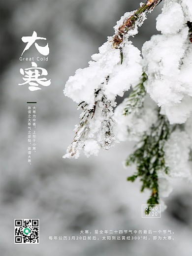 中国传统二十四节气简约风大寒海报