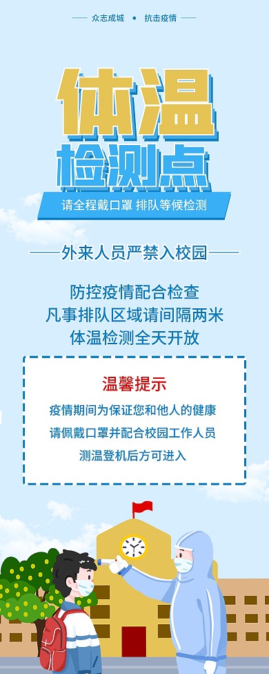 校园师生体温测量提示展架