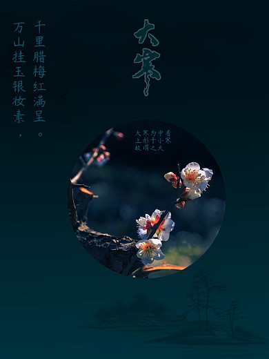 大寒节气素雅海报