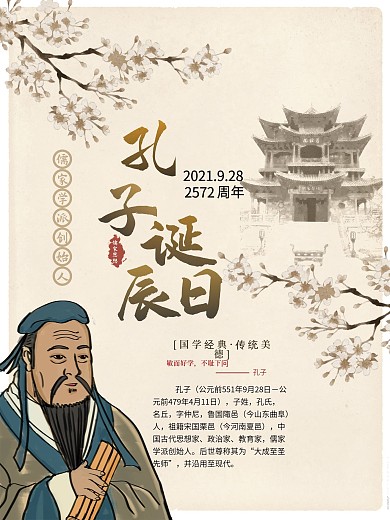 孔子诞辰日人物介绍海报