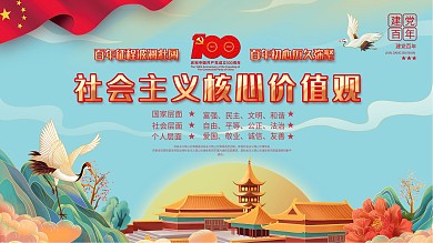 手绘风社会主义核心价值观宣传展板