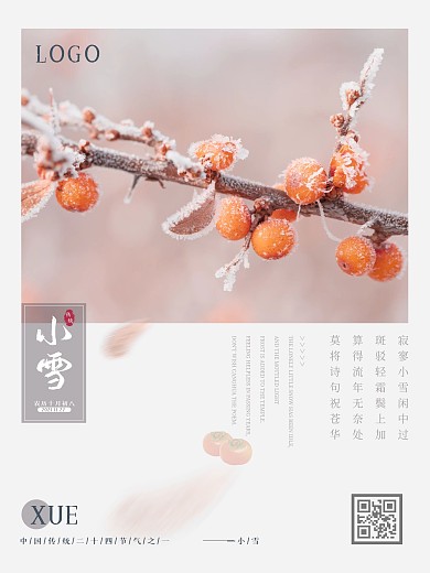 2020简约温馨24节气小雪节日宣传海报