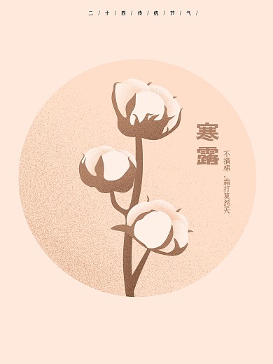 原创简约寒露棉花手绘海报