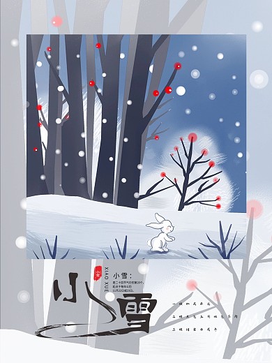 简约冬春节气小雪展板海报