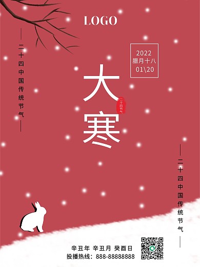 玉红大寒节气海报