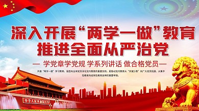 党建风教育两学一做专题简约海报