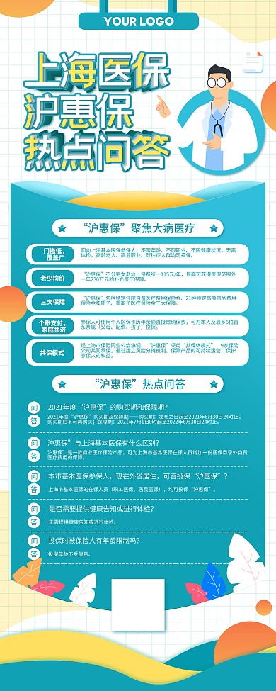 上海医保沪惠保热点问答宣传易拉宝