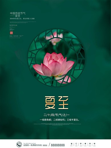 简约二十四节气夏至摄影图海报