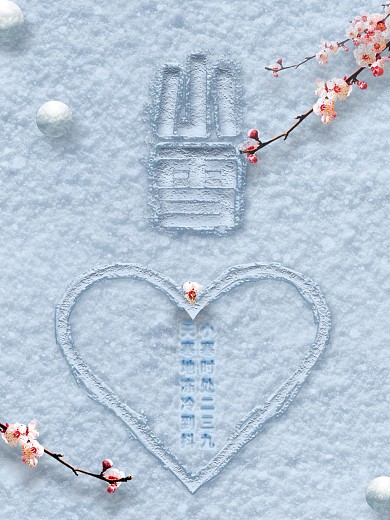 小寒大寒习俗普及冬天小清新雪景宣传海报