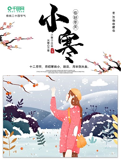 创意 二十四节气 小寒 节日 宣传 海报