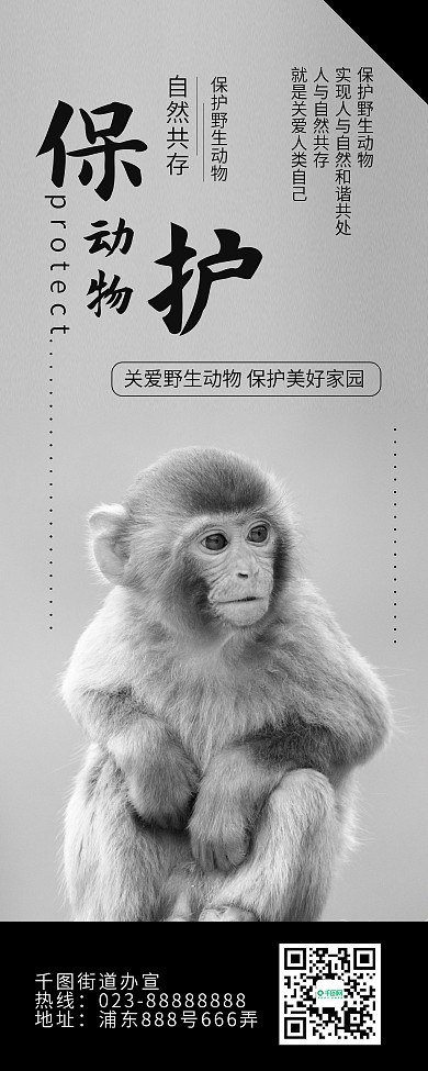 保护野生动物人与自然和谐公益展架易拉宝