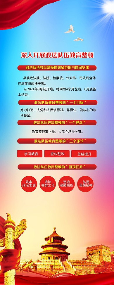 政法队伍教育整顿展架
