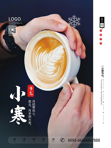 原创简约风小寒节气物品局部摄影系列海报