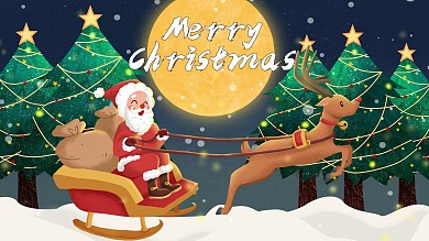 原创简约风圣诞节圣诞树圣诞老人鹿1225