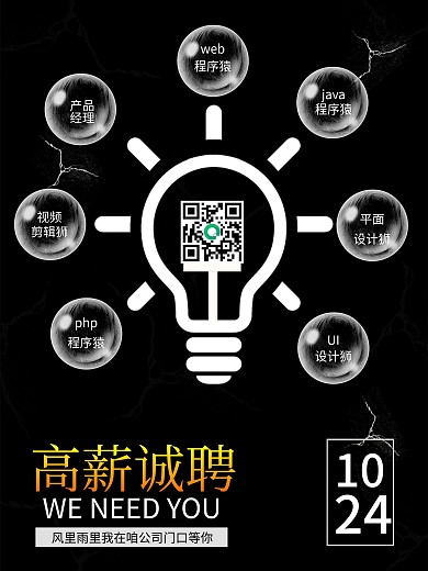 黑色创意招聘海报