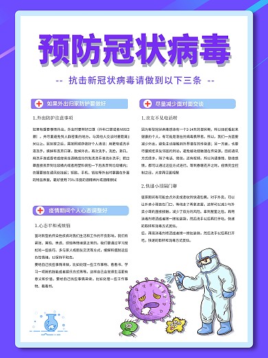 医疗卫生预防冠状病毒三部曲宣传海报