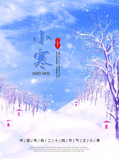中国传统节日二十四节气之小寒海报