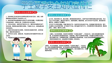 学生夏季安全知识夏天饮食健康教育宣传栏
