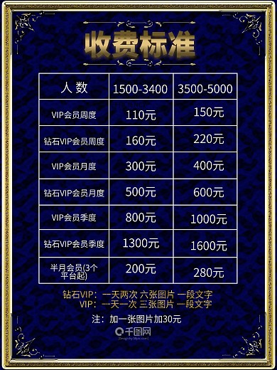 价格表