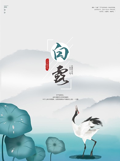 原创插画白露节气海报
