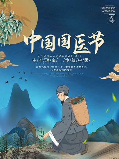 中国中医国医节宣传海报