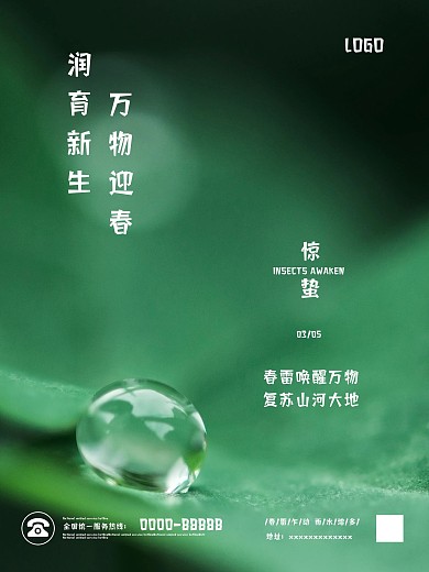 简约中国传统二十四节气惊蛰海报