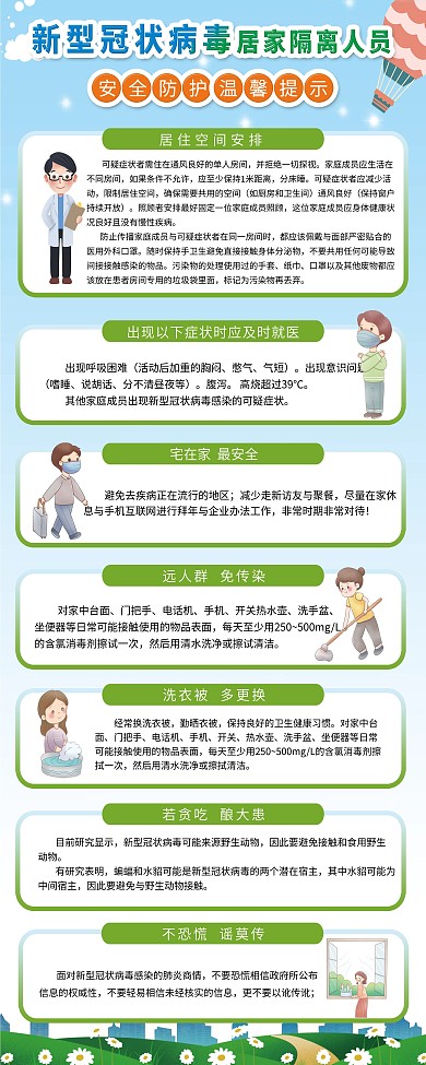 新型冠状病毒居家隔离人员安全防护温馨提示