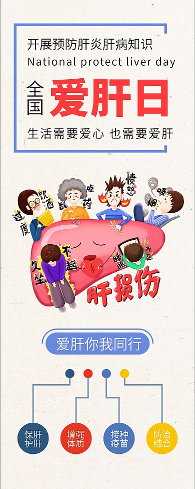 全国爱肝日预防肝炎医疗公益展架易拉宝