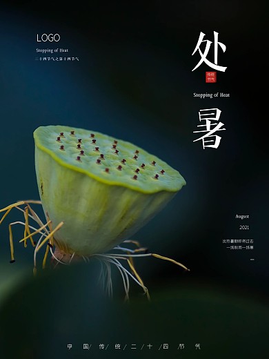 处暑海报二十四节气室外宣传广告投放海报