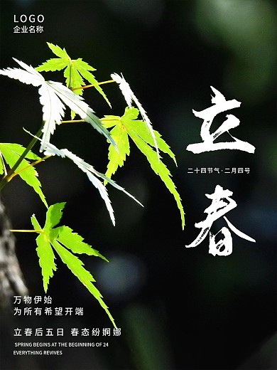 春天绿色生机立春二十四节气传统节日海报