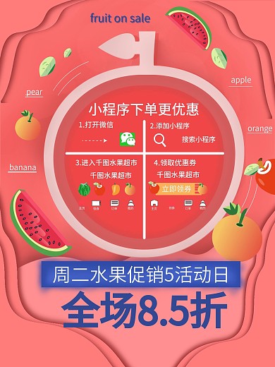 水果店小程序下单原创宣传海报