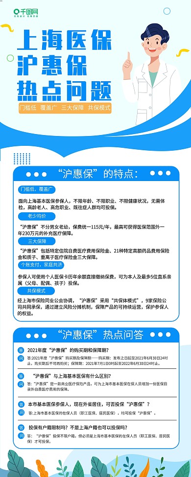 上海医保沪惠保热点问答易拉宝展板