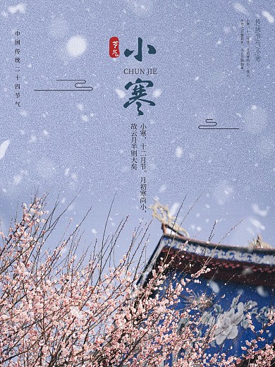 小寒小寒节气梅花小寒海报中国风