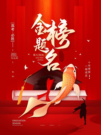 金榜题名高考喜报简约海报