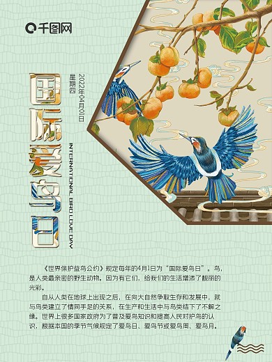 国际爱鸟日保护鸟类宣传海报