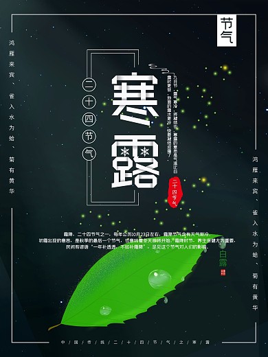 深色调二十四节气之寒露海报