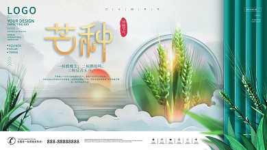 简约风摄影图芒种展板