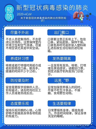 新型冠状肺炎抗击疫情预防海报设计简约卡通