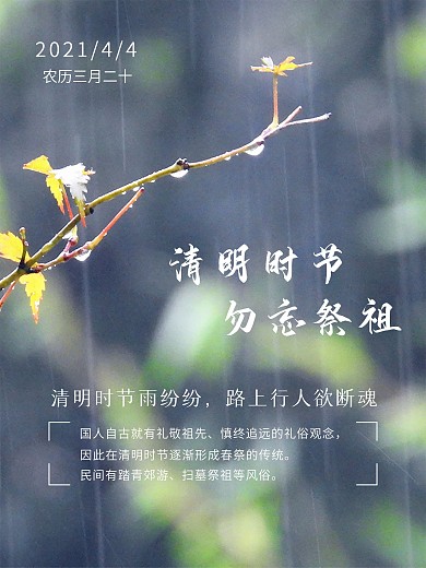 清明节祭祀祭祖主题海报