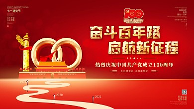 红金风奋斗百年路建党100周年活动展板