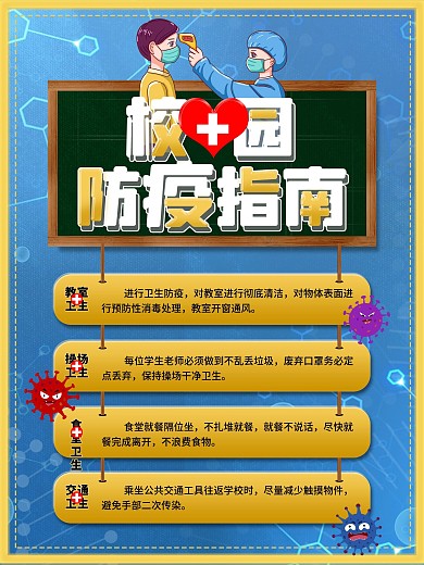 学校校园预防新型冠状病毒宣传海报
